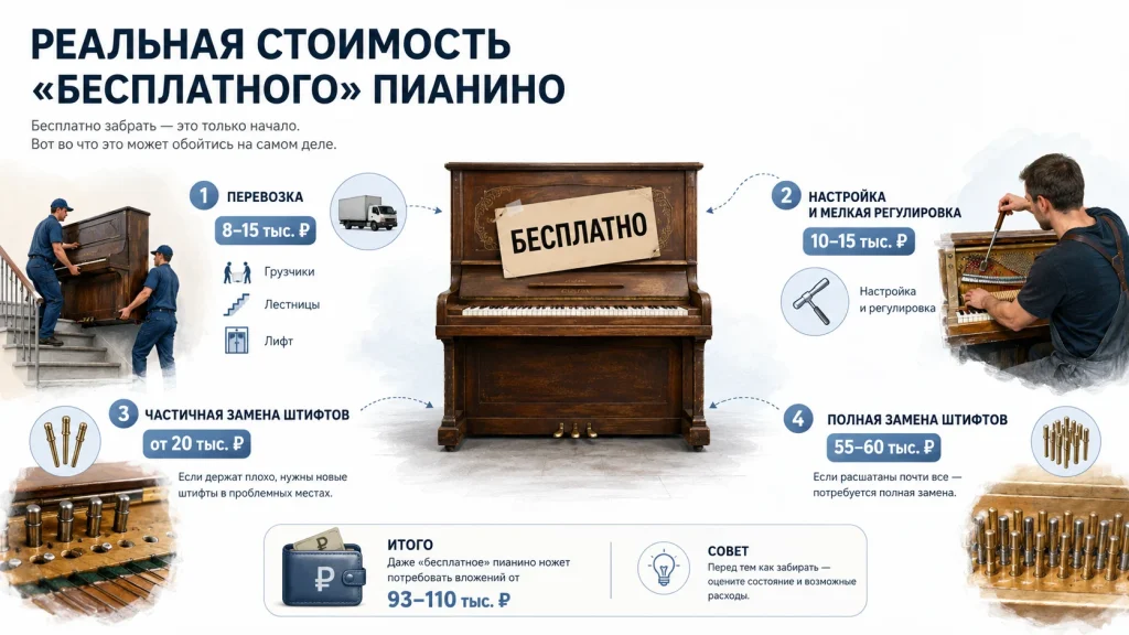 Пианино бесплатно: в чем подвох и сколько оно на самом деле будет стоить?